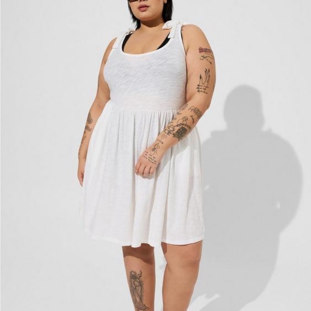 Torrid mini cotton slub tie shoulder cover up dress